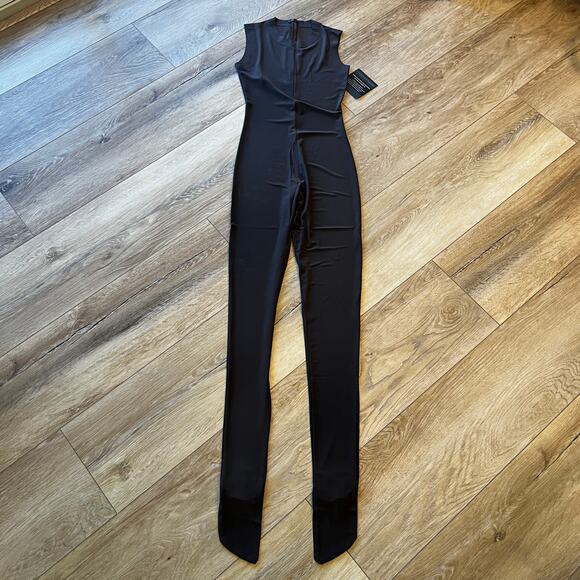 NORMA KAMALI Women's Sleeveless Catsuit With Footsie Size XXS/32 In Chocolate - Picture 5 of 15